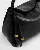 Nova Woven Texture Top Handle Bag, Black