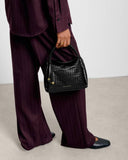 Nova Woven Texture Top Handle Bag, Black