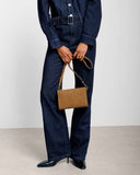 Alba Suedette Crossbody Bag, Caramel