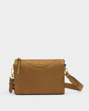 Alba Suedette Crossbody Bag, Caramel