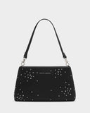 Nova Studded Wristlet Clutch, Black