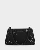 Nova Studded Wristlet Clutch, Black