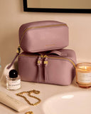 Fold-Out Mirror Makeup Bag, Deep Rose