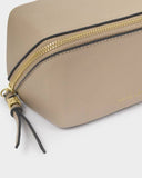 Fold-Out Mirror Makeup Bag, Light Taupe