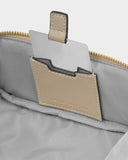 Fold-Out Mirror Makeup Bag, Light Taupe
