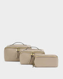 Fold-Out Mirror Makeup Bag, Light Taupe