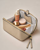 Fold-Out Mirror Makeup Bag, Light Taupe