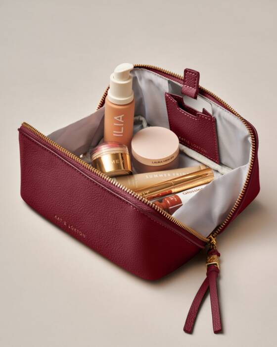 Fold-Out Mirror Makeup Bag, Cherry