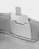 Patent Crackle Fold-Out Mirror Makeup Bag, Silver