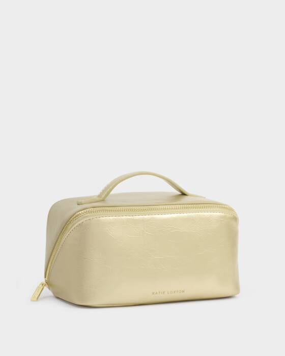 Patent Crackle Medium Makeup & Wash Bag, Gold