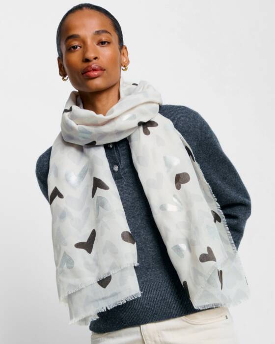 Printed Foil Scarf, Abstract Heart