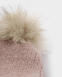 Knitted Pom Pom Hat, Dusty Pink