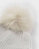 Sequin Pom Pom Hat, Grey