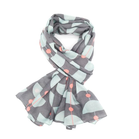 Retro Shapes Scarf, Grey