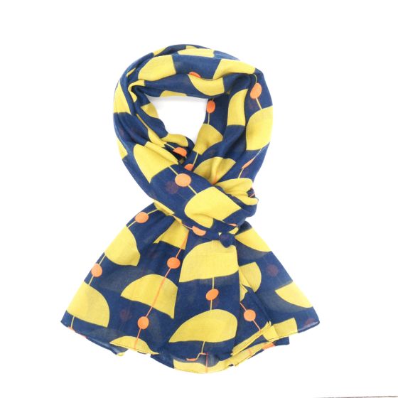 Retro Shapes Scarf, Navy