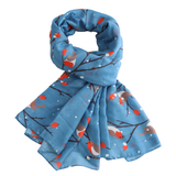Robins On A Branch Scarf, Denim