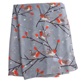 Robins On A Branch Scarf, Grey