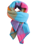 Tartan Angled Scarf, Blue Multi