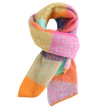 Tartan Angled Scarf, Pink Multi