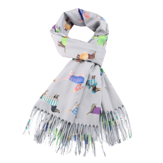 Dogs Scarf, Grey