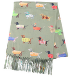 Dogs Scarf, Olive