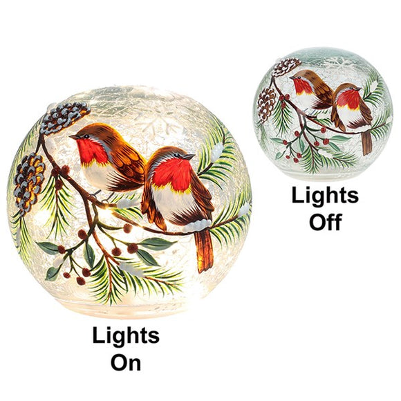 Xmas Crackle LED Ball Robins
