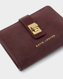 Orin Suedette Twist Lock Purse, Cherry