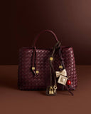 Nova Hand Woven Top Handle Bag, Cherry