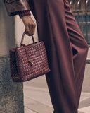 Nova Hand Woven Top Handle Bag, Cherry