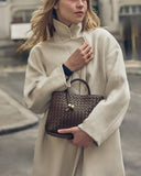 Nova Hand Woven Top Handle Bag, Chocolate