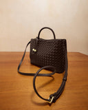 Nova Hand Woven Top Handle Bag, Chocolate