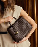 Nova Hand Woven Top Handle Bag, Chocolate