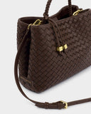 Nova Hand Woven Top Handle Bag, Chocolate