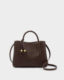 Nova Hand Woven Top Handle Bag, Chocolate