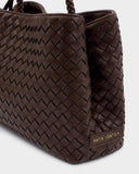 Nova Hand Woven Top Handle Bag, Chocolate
