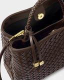 Nova Hand Woven Top Handle Bag, Chocolate