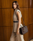 Nova Hand Woven Top Handle Bag, Chocolate