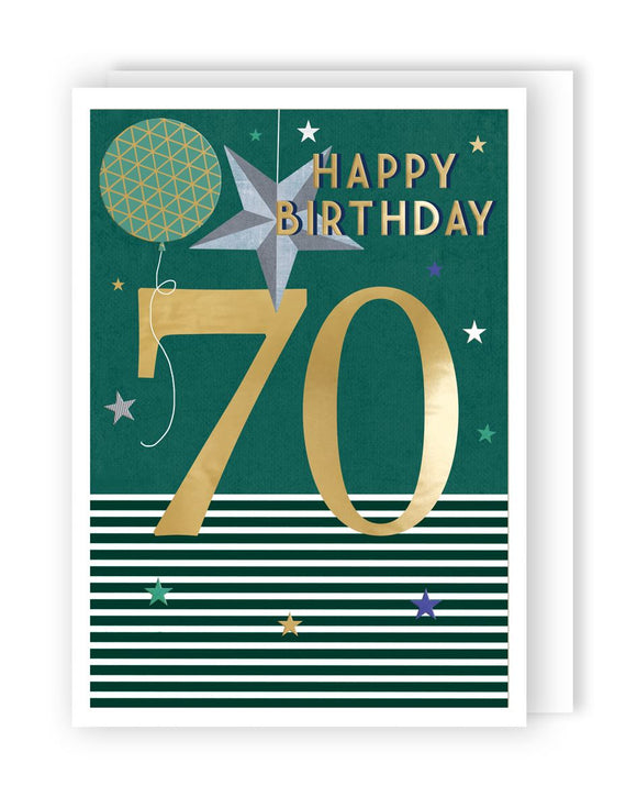 70 Happy Birthday - Geometric Balloon And Star