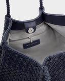 Nova Hand Woven Small Shoulder Tote, Navy