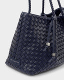 Nova Hand Woven Small Shoulder Tote, Navy