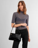 Orin Twist Lock Small Shoulder Bag, Black