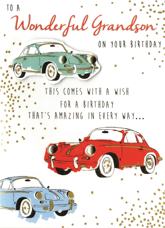 Wonderful Grandson On Your Birthday - Cars