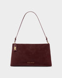 Orin Twist Lock Suedette Small Shoulder Bag, Cherry