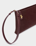 Orin Twist Lock Suedette Small Shoulder Bag, Cherry