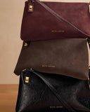 Orin Twist Lock Suedette Small Shoulder Bag, Cherry