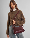 Charlbury Suedette Crossbody Bag, Cherry