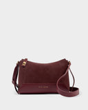 Charlbury Suedette Crossbody Bag, Cherry