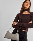 Miley Studded Small Shoulder Bag, Silver Mink Studded