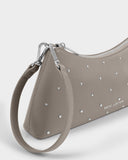 Miley Studded Small Shoulder Bag, Silver Mink Studded