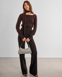 Miley Studded Small Shoulder Bag, Silver Mink Studded